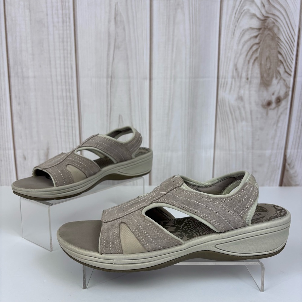 Easy Spirit Highline Leather Sandals Wedge Slip On Slingback Lightweight 10